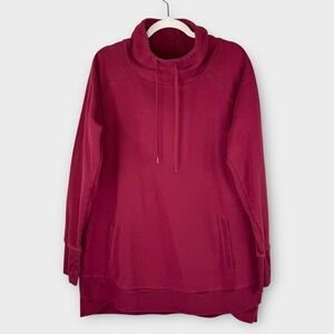 Tek Gear Burgundy Ultrasoft Fleece Funnel Neck Sweatshirt XL Pocket Tunic Length